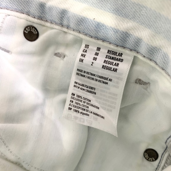 American Eagle Tomgirl Striped Denim Jeans Sz 00 - Picture 7 of 7